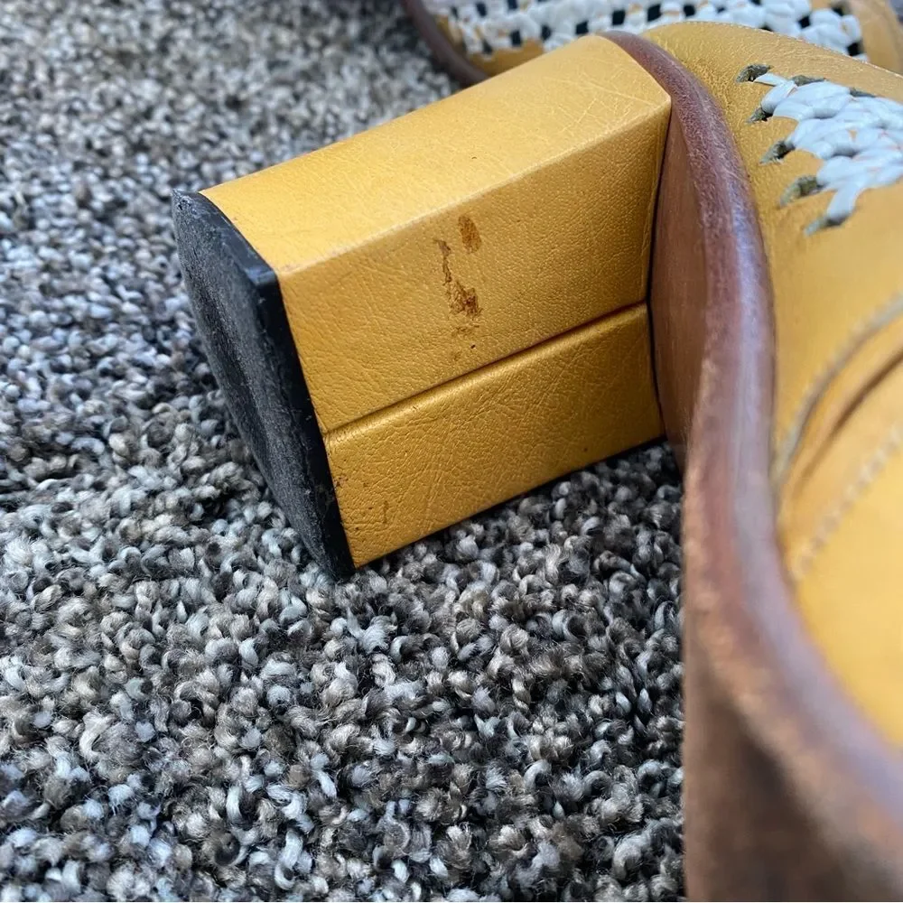 Famolare Elle Moda Yellow open weave design leather shoes Size 9 - Picture 9 of 11